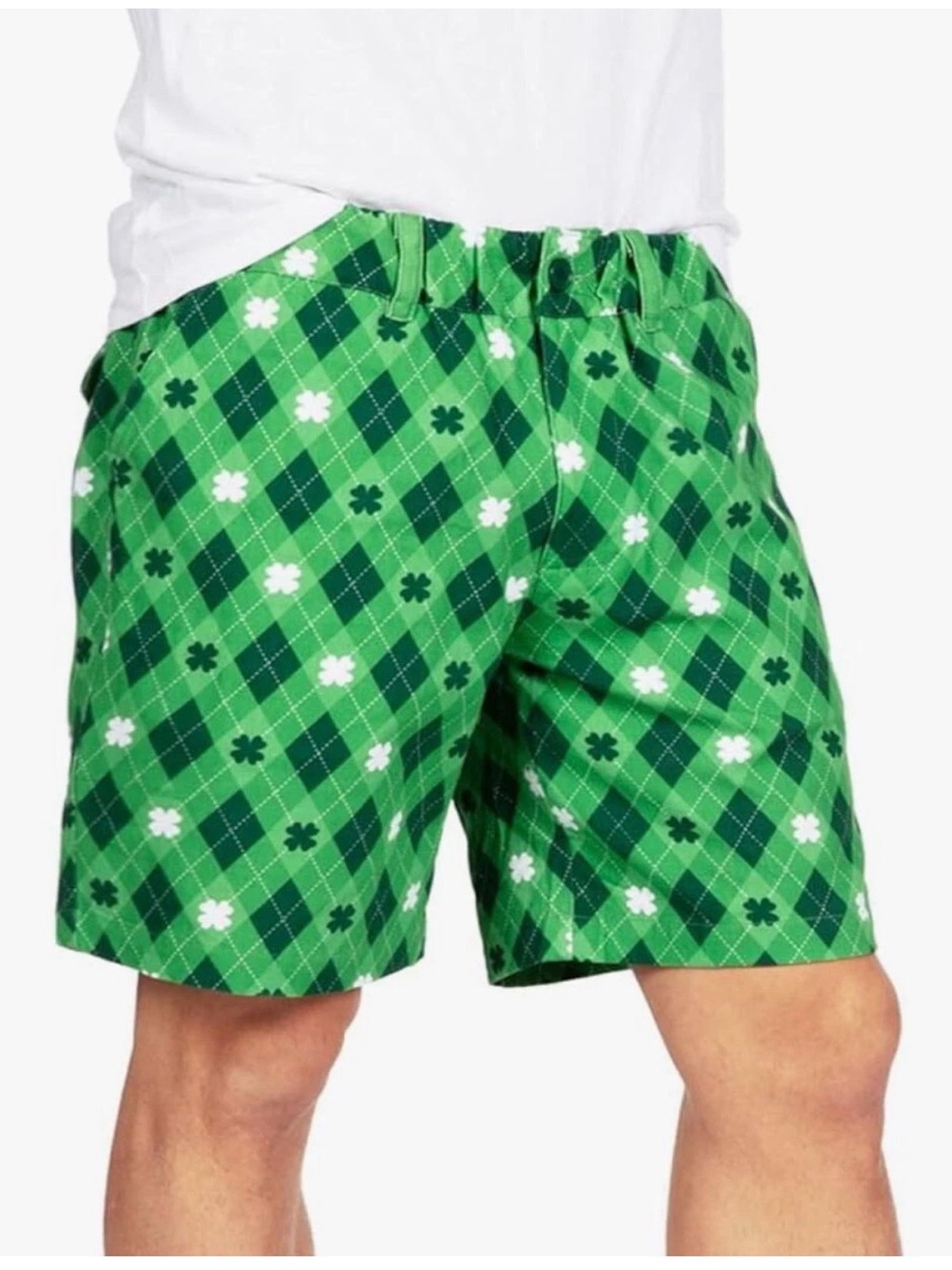Tipsy Elves Green Argyle Shamrock Men’s Shorts